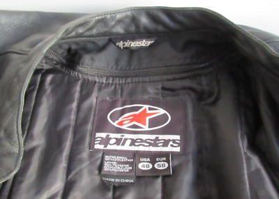 Alpinestars Men's Black Leather Motorcycle Jacket w/ Liner Size