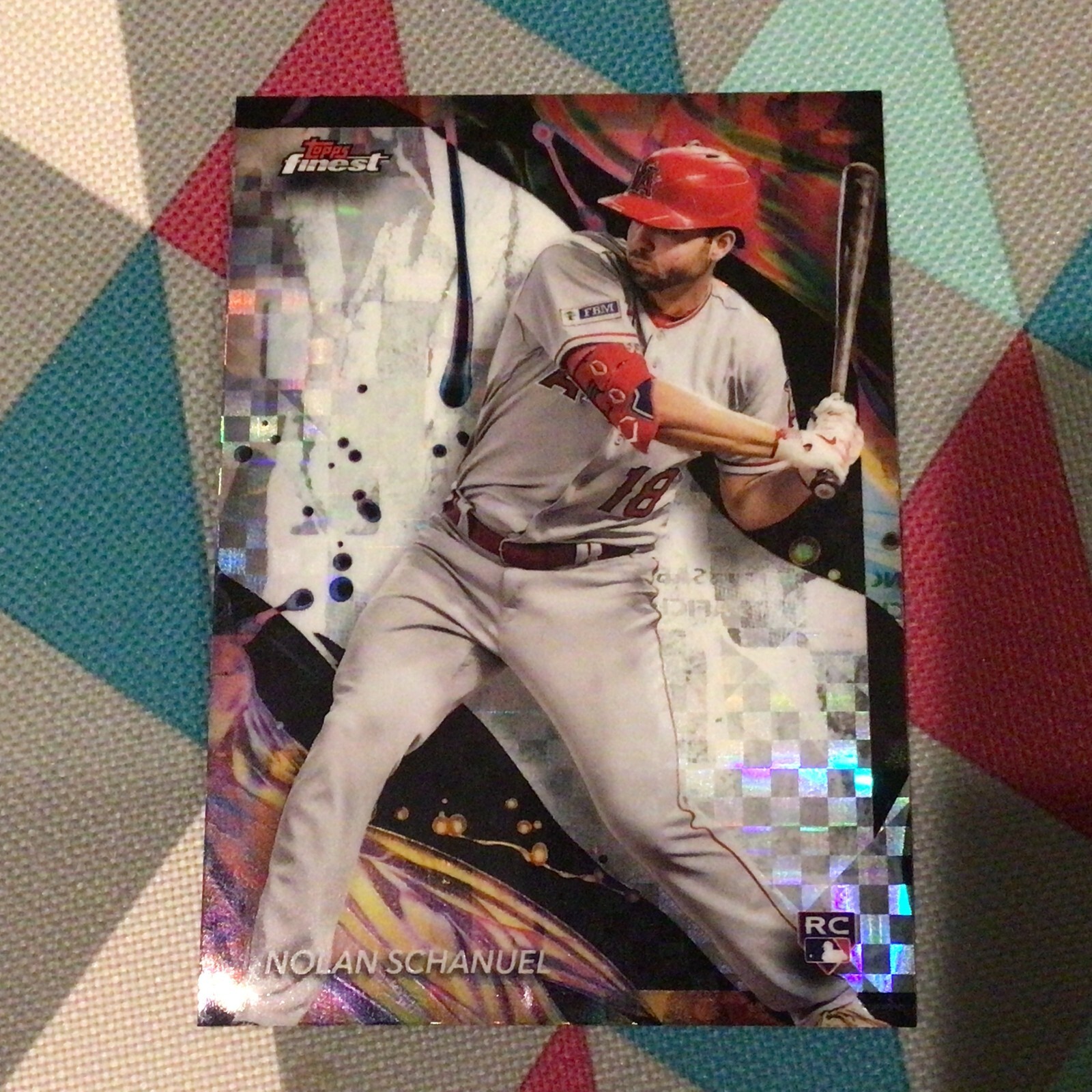 2024 Topps Finest Nolan Schanuel RC #182 Uncommon Checkerboard Refractor Angels