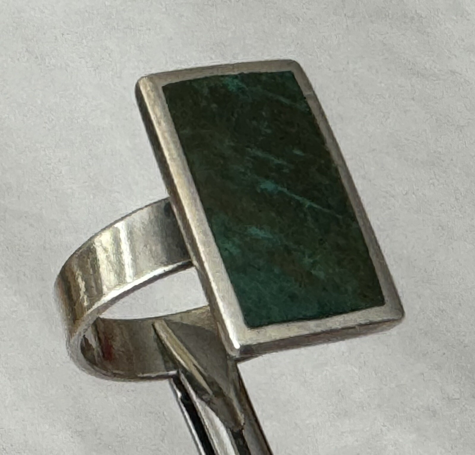 Large Rectangular Green Gem Face 925 Estate Sale … - image 2