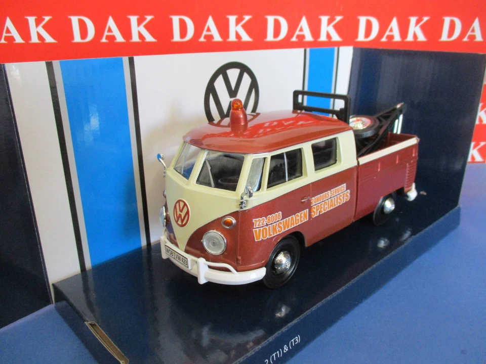 Die cast 1/24 Modellino Furgone Van Volkswagen T1 Pick-Up Tow Truck 1950 - Immagine 2 di 4
