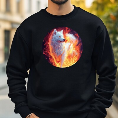 Samoyed in Flammen Sweatshirt Kuschelig und Perfekt für jeden Anlass S bis 4XL