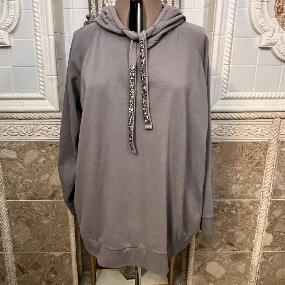 Torrid. Sz 4X (5). Gray Embellished Beaded Hoodie $89. Cotton Spandex. B113 - Image 2 of 4