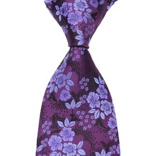 New Classic Floral Purple Black JACQUARD WOVEN 100 Silk Men's Tie Necktie