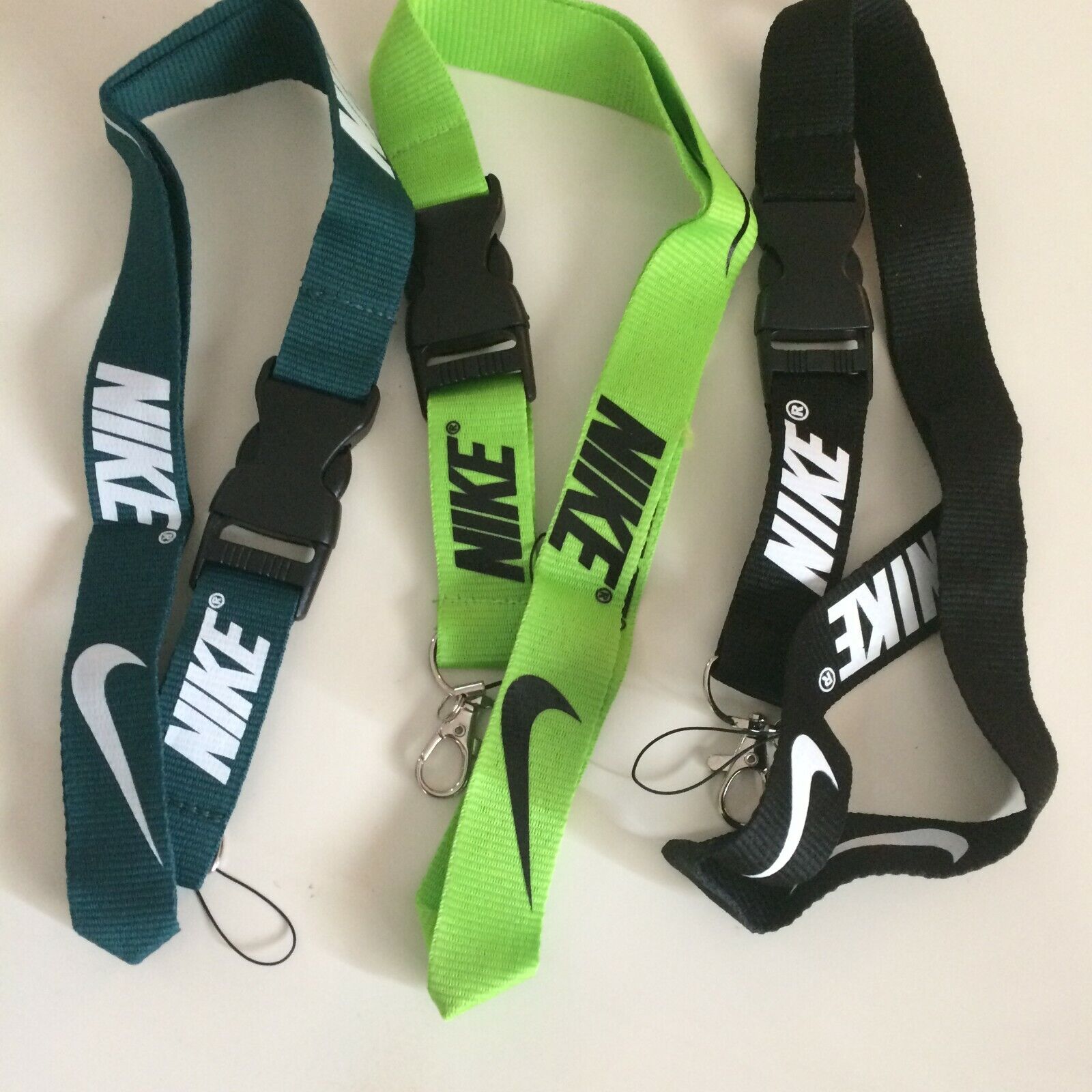 Nike Lanyard Set of 3 Neck Strap Quick Release Keychain NEW White Logo  3-Colors