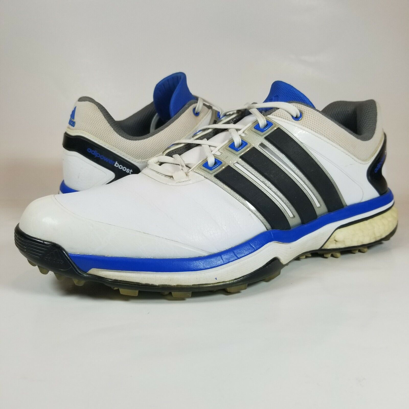 Adipower Boost Golf Shoes Men&#039;s Size US White Blue Black (Q46923) | eBay