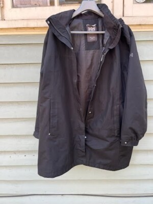 Helly Hansen Hooded Rain Jacket Women's 3XL Lined Parka Coat Black 