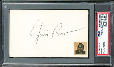 Jim Brown Autographed Signed 3x5 Index Card Cleveland Browns PSA