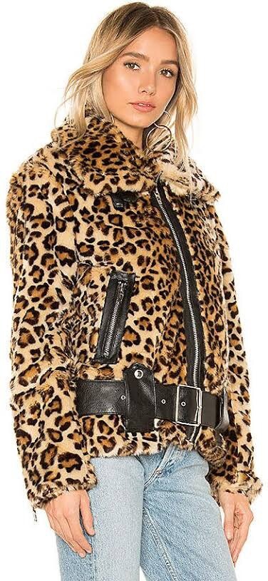 Blank NYC Faux Fur Leopard Leopard Biker Jacket Size M