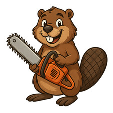 XXL 30X30 Autoaufkleber Biber mit Kettensäge Aufkleber