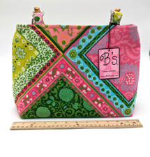 B's Designer Purse -Colorful Patchwork Fabric Bag w/ Bamboo Handles NWT-USA Made