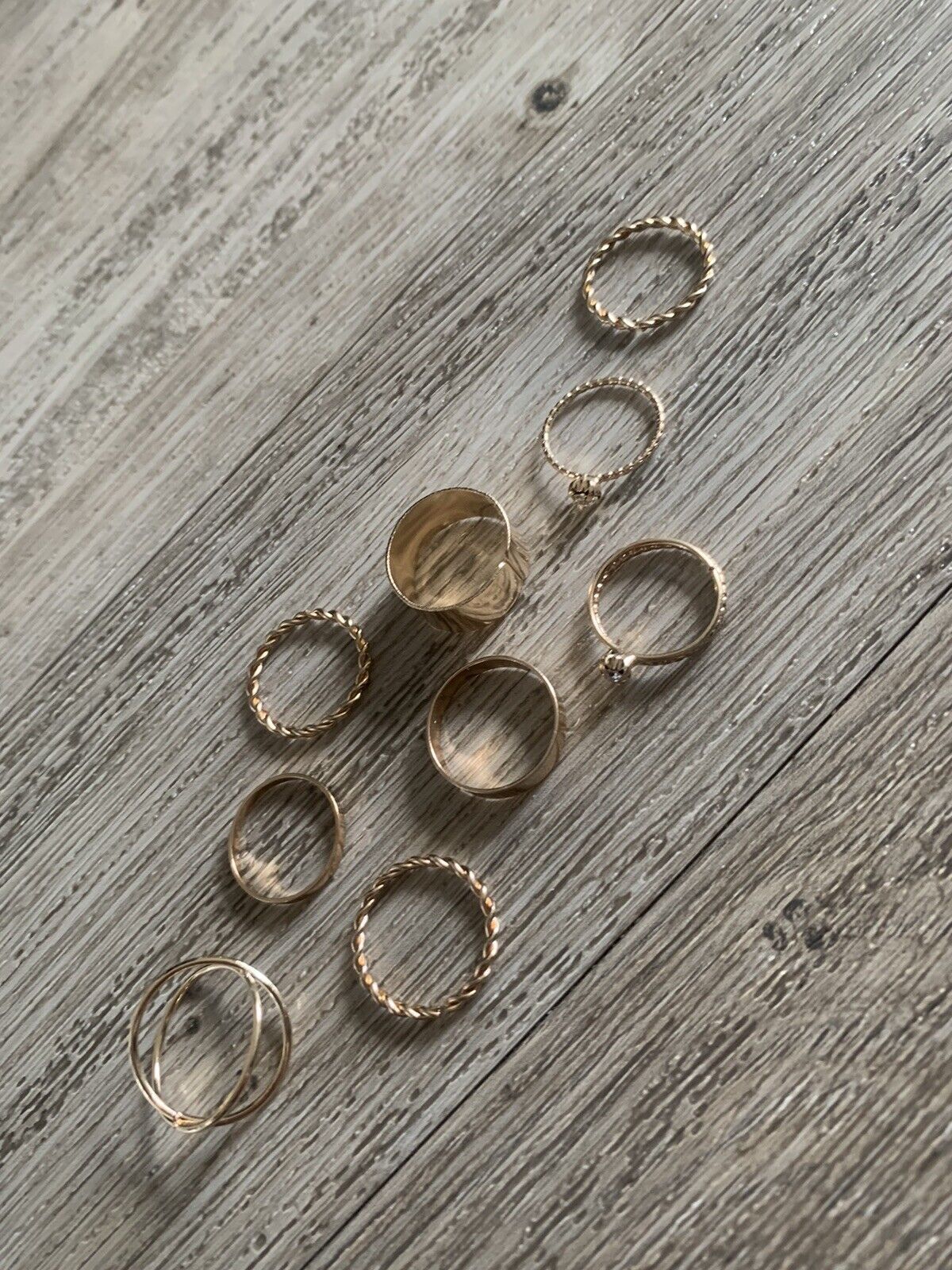 9 Pieces Gold Colour Statement Ring Assortment Di… - image 2