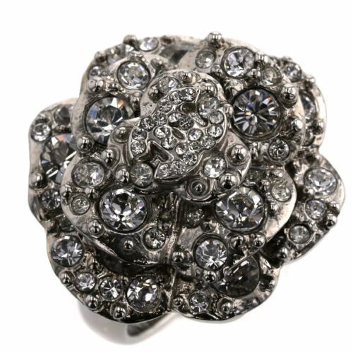 CHANEL Ring Coco Mark Logo Silver Tone Size US6.5 Vintage 04P W