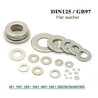 Flat Washers DIN125 Stainless Steel M1.1 M1.2,1.3,1.4,1.5,1.6,2,2.5,3,3.5,4,5,6