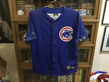 VTG 90  s Chicago Cubs Blue MAJESTIC Black Tag Mesh Lined Jersey USA SZ L - Cool