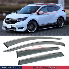 For 2017-2022 Honda CRV CR-V Chrome Trim Smoke Tinted Window Visors Rain Guards