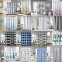 Shower Curtain Durable Polyester Fabric Extra Long Mould Proof Bathroom Curtains