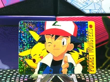 Pokemon Pocket Monsters Vending Prism Holo Vintage Sticker #63 ASH PIKACHU