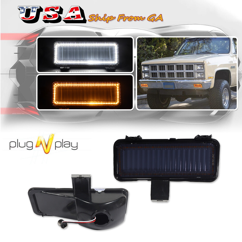 For 81-82 CHEVY SILVERADO GMC Smoke SwitchbacK LED Front Turn