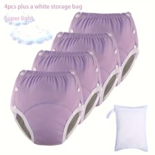 5-Pack Adult Cloth Diapers Reusable Washable Incontinence Underwear Snap Closure
