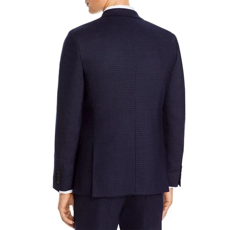 Theory 284253 Men's Chambers Micro Check Slim Fit Suit Jacket Navy Size 38 Short - Picture 3 of 3