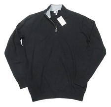 Peter Millar Men's Black Crest Crown Cotton Silk Blend 1/4 Zip Pullover Sweater