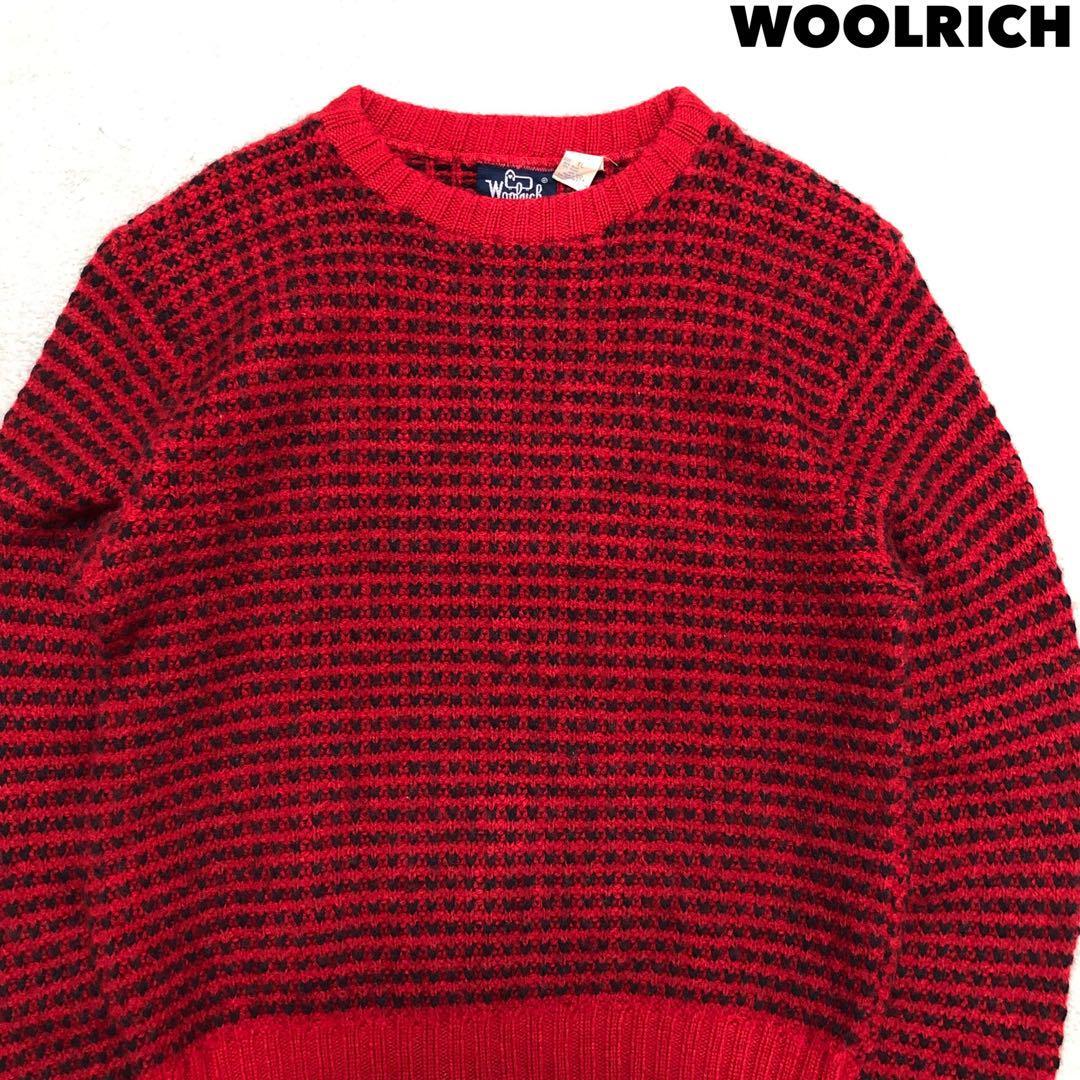 Woolrich USA Made 80s Vintage Birdseye Knit Sweater Red XL | eBay