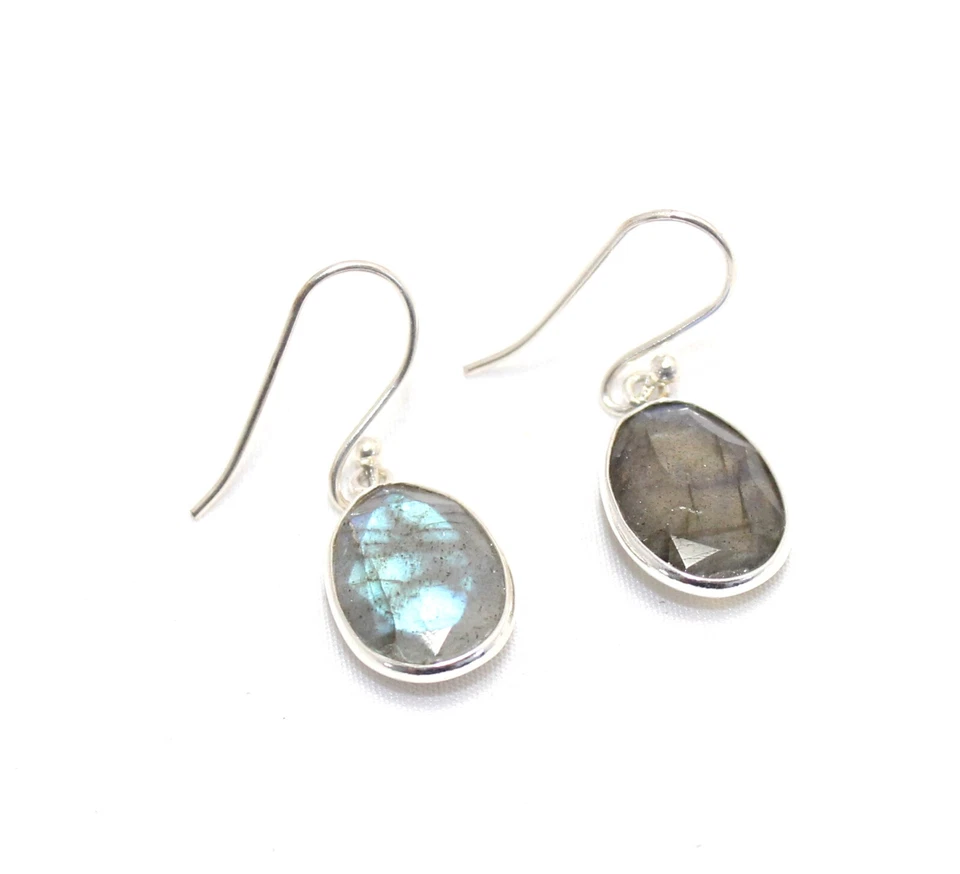 Dangle Earrings 925 Sterling Silver Natural Labradorite Gem Stone Women F362 - Image 4 of 4