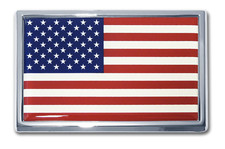 united states of america flag chrome auto emblem decal usa made