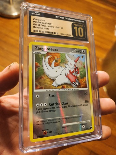 (POP 10) CGC 10 PRISTINE Zangoose 59/106 REVERSE HOLO Great Encounters Pokemon - Picture 2 of 4