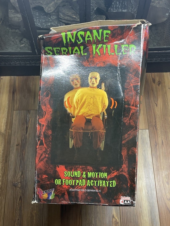 Spirit Halloween Strapped Serial Killer With Box Animatronic Prop ...