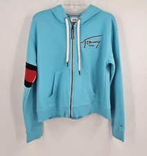 Tommy Jeans Full Zip Hoodie LG Baby Blue Sweatshirt Embroidered