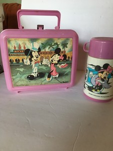 vintage mickey mouse lunch box with thermos