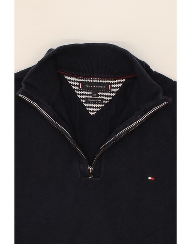 TOMMY HILFIGER Herren Zip Neck Pullover Sweater 2XL Navy Blau Baumwolle QU12 - Bild 3 von 3