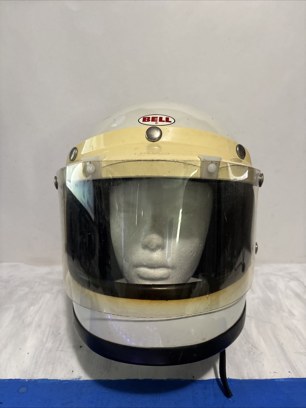 Vintage 1970's Bell Star 120  Visor Full Face Motorcycle Helmet sz 7 1/2 READ