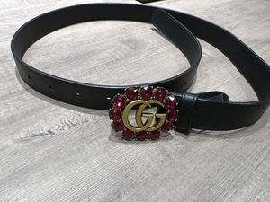 Ceinture cuir cristal GUCCI GG Marmont 85/34 501175 noir GG Marmont OCCASION