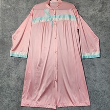 Vintage Vanity Fair Nightgown Womens Medium Pink Nylon Embroidered USA 80s