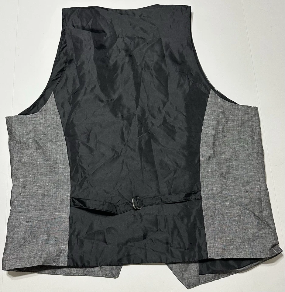 Attention Men’s XL Gray Vest Formal Dress Wedding Suit Classic Waistcoat EUC - Image 2 of 4