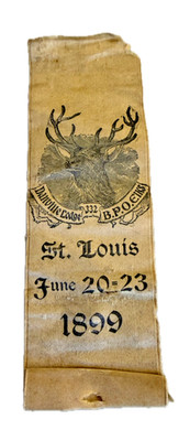 1899 BPOE Elks Ribbon Danville Lodge No 332 East St Louis Convention Silk Badge