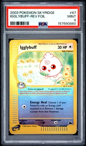 PSA 9 Igglybuff Reverse Holo 67/144 Skyridge Pokemon
