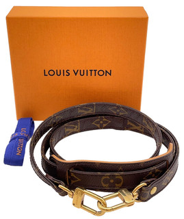 Auth Louis Vuitton Monogram Leather Brown Shoulder Strap W/Box NS070124