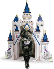 Happycat Castle Cat Scratcher House - Royal Cardboard Cat Playhouse with Multi-L