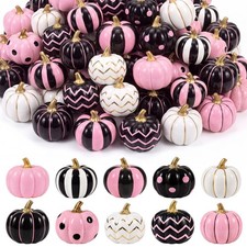 50 Pcs Halloween Mini Pink Black Resin Pumpkin