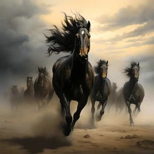 Animals Horses Galloping Oil Painting Home Decor Wall Art Printed On Canvas