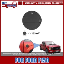 MATTE BLACK For Ford F150 15-20 Lock Fuel Gas Filler Tank Door COVER CAP w/Keys 