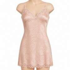 VTG Victorias Secret Gold Label Pink Baby doll Lace Trim Chemise Slip Dress S