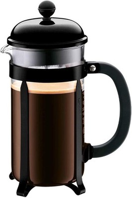 Bodum Chambord Kaffeebereiter French Press Chrom Schwarz 8 Tassen Metall 1.0l