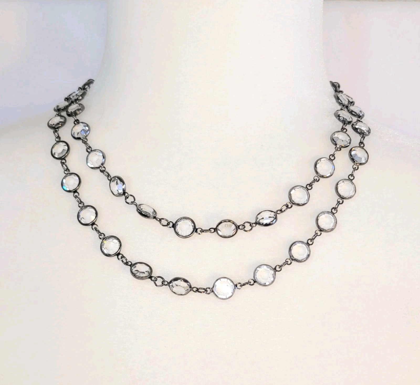 KJL Vtg Necklace Crystal Bezel 36" Long Kenneth J… - image 6