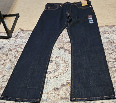 Levi's Men's Slim Fit Bootcut Jeans Blue Denim Dark Wash Cotton Logo Button