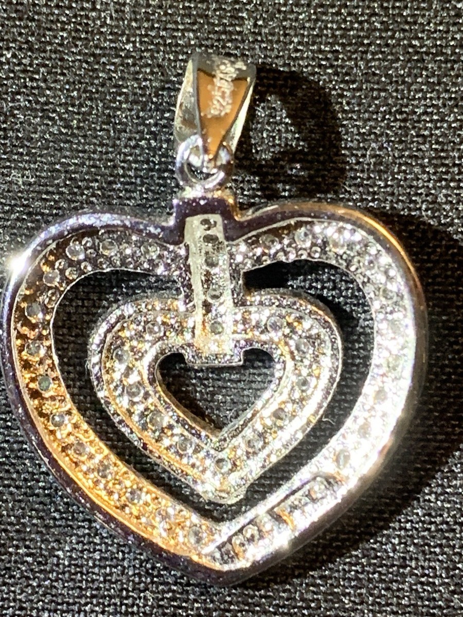 Designer FAS 925 Sterling Silver Double Heart Pendant and Sterling Earrings View 3
