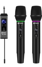 2.4G Wireless Microphone Set, Dynamic RGB Lighting, 2 Handheld Mics, 50m Range